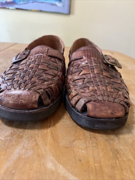 Stacy Adams Men Woven Leather Sandals Brown Size 10.5 Rubber Sole USA Closed Toe main image 5